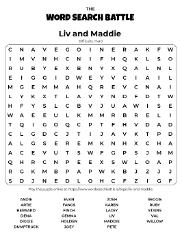 Printable Liv and Maddie Word Search