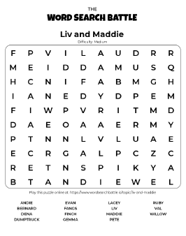 Printable Liv and Maddie Word Search Preview