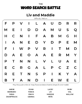 Printable Liv and Maddie Word Search