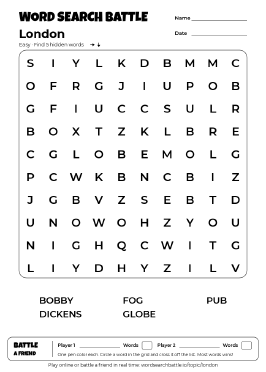 Printable London Word Search