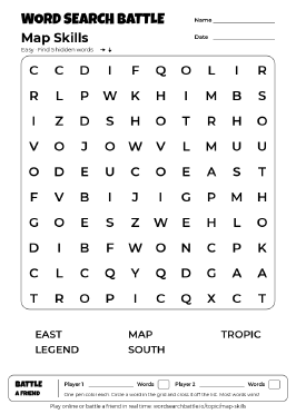 Printable Map Skills Word Search