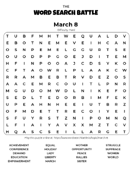 Printable March 8 Word Search