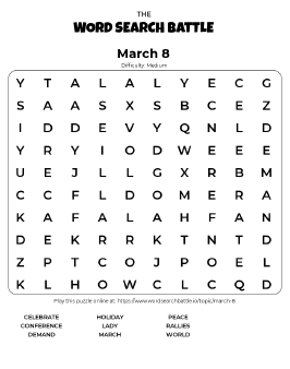 Printable March 8 Word Search Printable March 8 Word Search