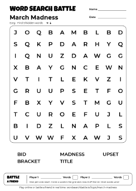 Printable March Madness Word Search