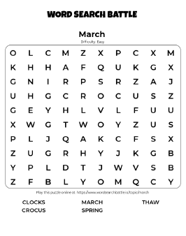 Printable March Word Search