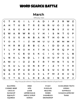 Printable March Word Search