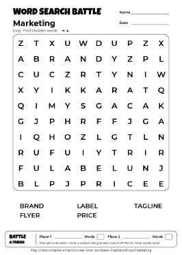 Printable Easy Marketing Word Search