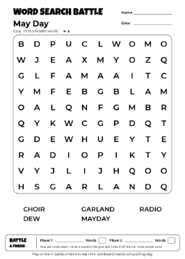 Printable May Day Word Search