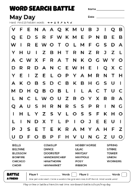 Printable May Day Word Search