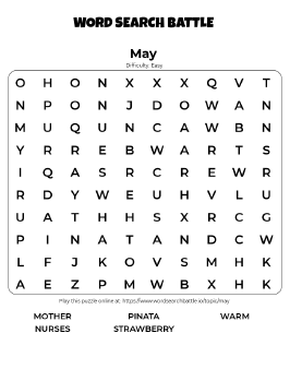 Printable May Word Search