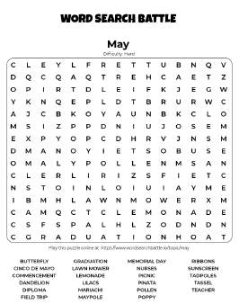Printable May Word Search