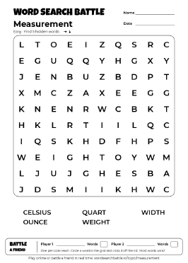Printable Measurement Word Search
