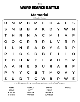 Printable Memorial Word Search