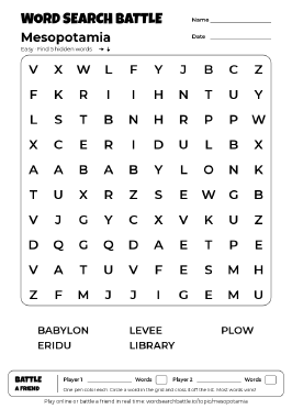 Printable Mesopotamia Word Search