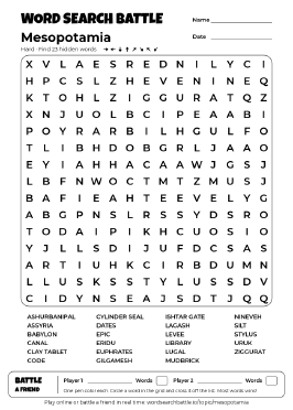 Printable Mesopotamia Word Search