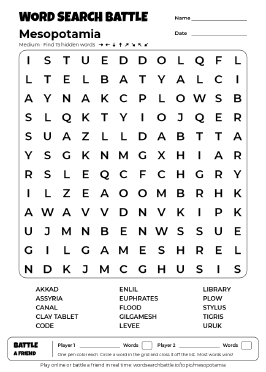 Printable Mesopotamia Word Search