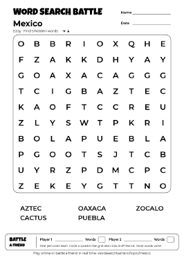 Printable Mexico Word Search
