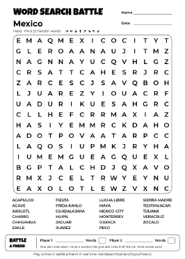Printable Mexico Word Search