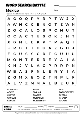 Printable Mexico Word Search