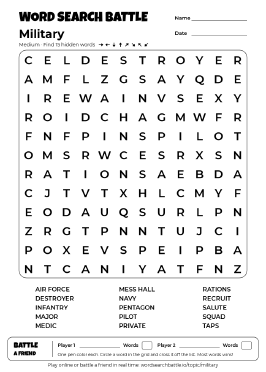Printable Military Word Search