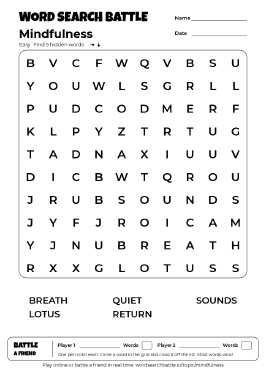 Printable Mindfulness Word Search