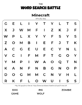 Minecraft Word Search Puzzle, PDF, Minecraft