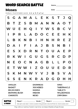 Printable Medium Moses Word Search
