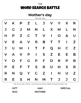 Printable Mother's day Word Search