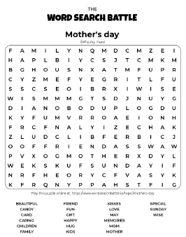 Printable Mother's day Word Search