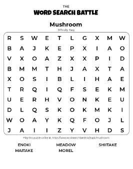 Printable Mushroom Word Search