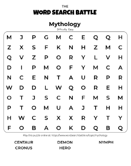 Printable Mythology Word Search