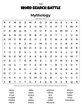 Printable Mythology Word Search