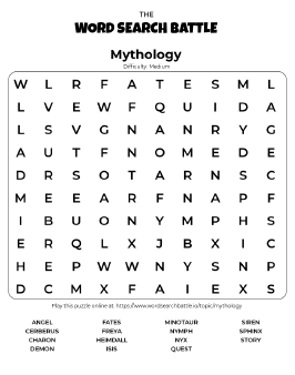Printable Mythology Word Search