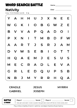 Printable Nativity Word Search