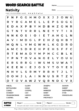 Printable Nativity Word Search