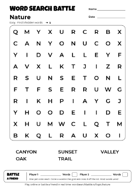 Printable Nature Word Search