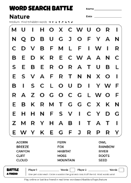 Printable Nature Word Search