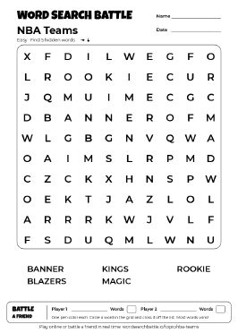 Printable NBA Teams Word Search