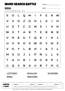 Printable Easy NBA Word Search