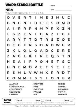 Printable Medium NBA Word Search