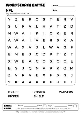 Printable NFL Word Search