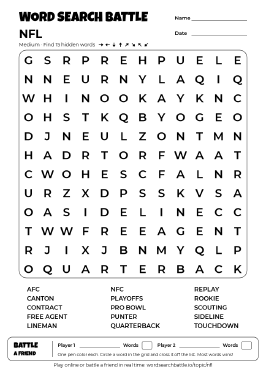 Printable NFL Word Search