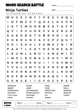 Printable Ninja Turtles Word Search