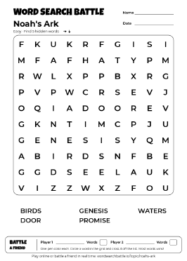 Printable Noah's Ark Word Search