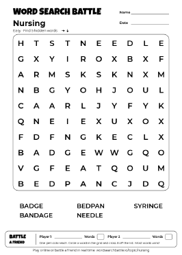 Printable Nursing Word Search