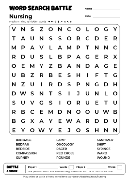 Printable Nursing Word Search