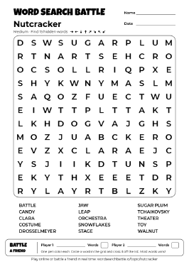 Printable Nutcracker Word Search