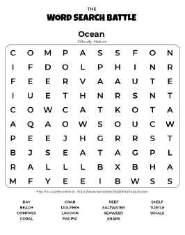 Printable Ocean Word Search