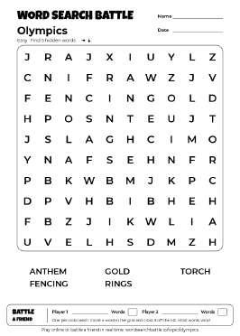 Printable Easy Olympics Word Search