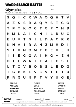 Printable Medium Olympics Word Search